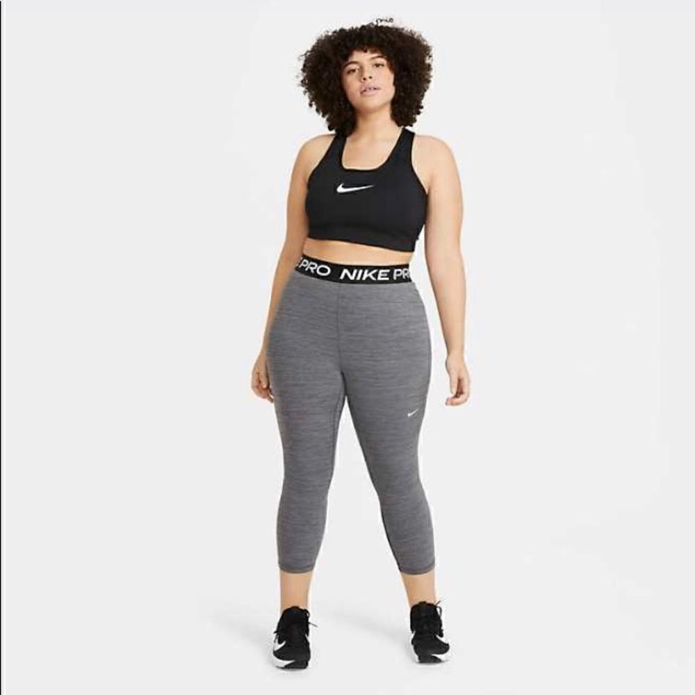 Nike Pro dri-fit heathered grey high rise crop length leggings sz 1X